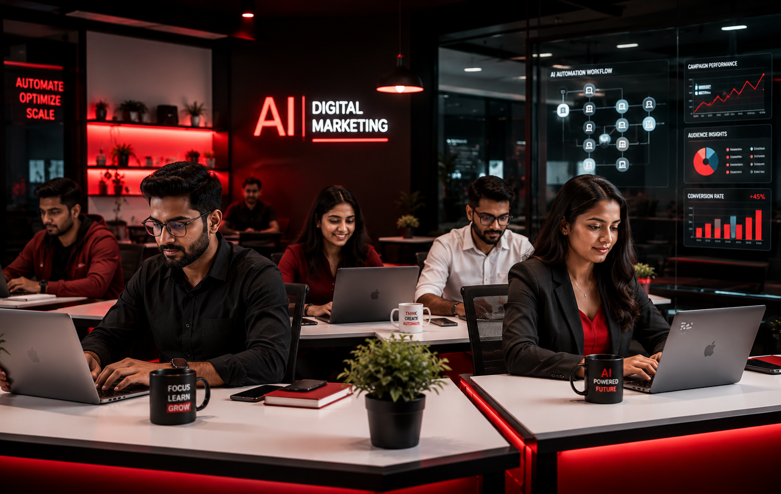Students learning AI-powered digital marketing at Creative Muse Co, the #1 AI digital marketing institute in Mohali