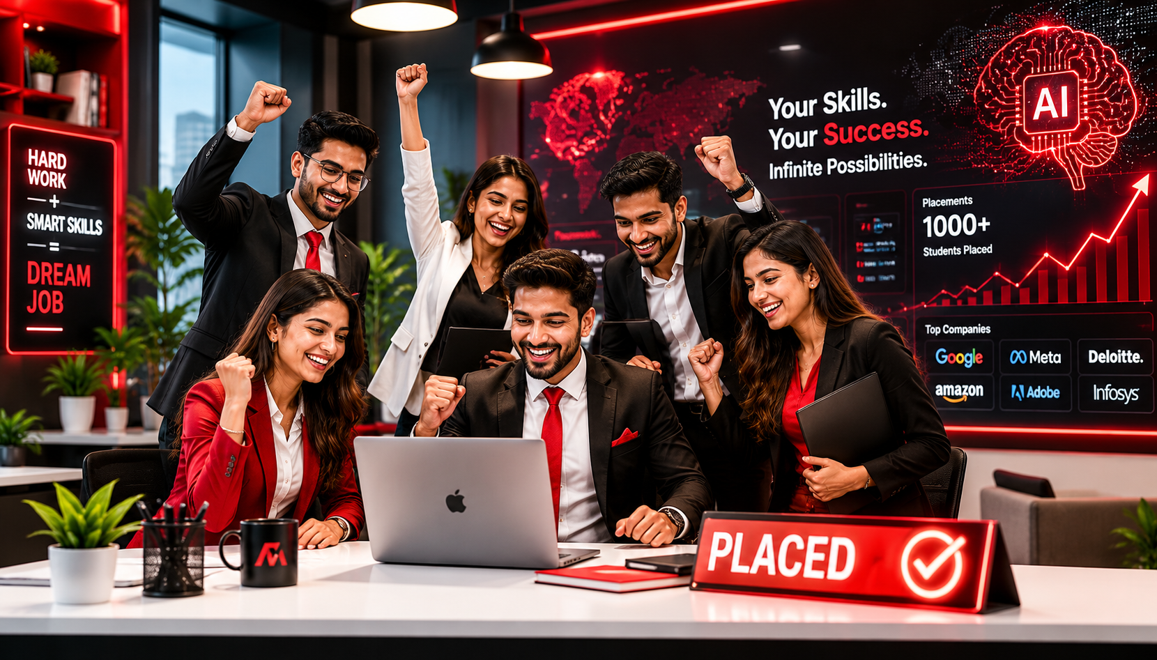 Students collaborating in the modern AI digital marketing classroom at Creative Muse Co Mohali